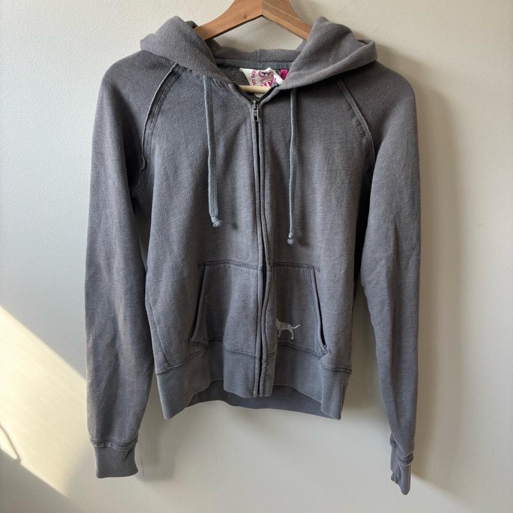 Victorias Secret PINK Y2K Gray Zip-Up Hoodie